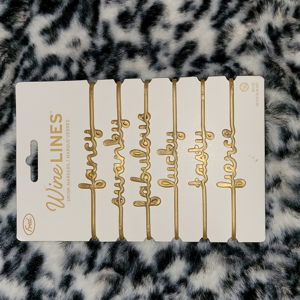 Fred Studio WINE LINES - Sassy Wine Markers in Gold NWT